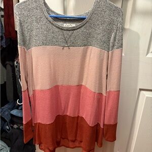 Maurices 24/7 Color Block Long Sleeve Top XXL